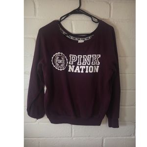 Plum colored off the shoulder PINK sweater.